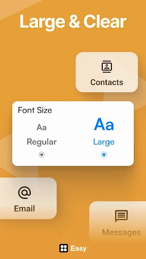 Font Size setting with two choices, Regular and Large, with Large selected