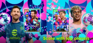 Player cards for two footballers beside a promotional banner