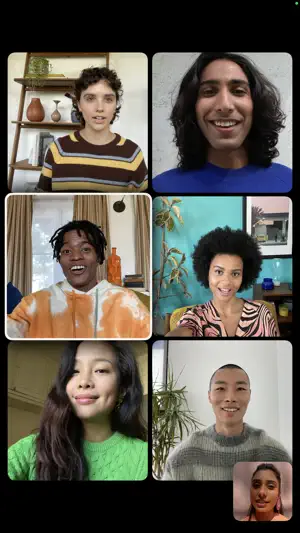 Group call showing six participants arranged as tiles