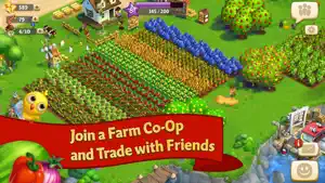 Large planted farm advertising co-op play and trading with friends