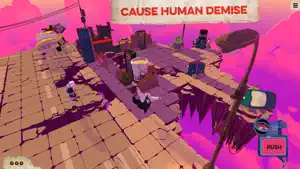 A purple-shadowed grid where a target stands beneath hanging hazards — Cause Human Demise