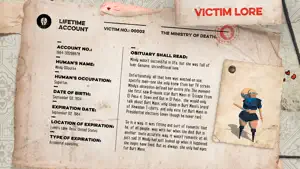A Ministry of Death lifetime account sheet for a victim — Victim Lore