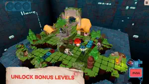 A dark bonus level with a green tile island — Unlock Bonus Levels