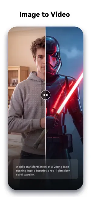 Image-to-video result showing a photo transformed by a text prompt
