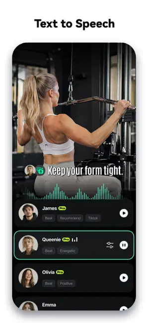 Text-to-speech voice picker with several Pro-labelled voices