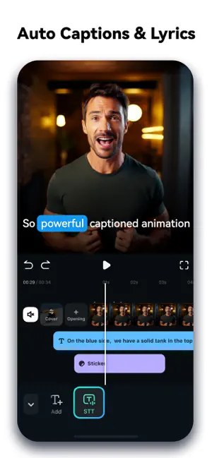 Auto caption editing with a highlighted word on the video