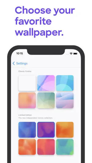 Wallpaper picker offering classic and limited edition start-page themes