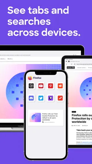 Sync view showing the same tabs open on a phone and a laptop