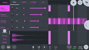 Step sequencer with drum channels, sliders and a swing control