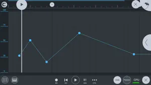Automation curve drawn as points across a timeline