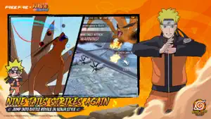 Nine Tails Strikes Again: Naruto beside the giant fox over a battle royale match