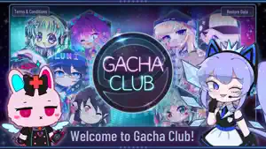 Title screen with two characters flanking the game logo
