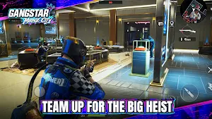 Crew in tactical gear moving through a casino floor during a heist