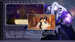 A white-haired armoured lord over a dialogue scene — A Grand Saga of Love, War and Sacrifice