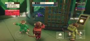 A chimp in a green suit beside a revive prompt in a corridor