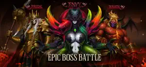 Pride, Envy and Wrath as demon bosses on the key art — Epic Boss Battle