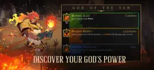 The God of the Sun offering Burning Sleep and Phoenix Rebirth boons — Discover Your God's Power