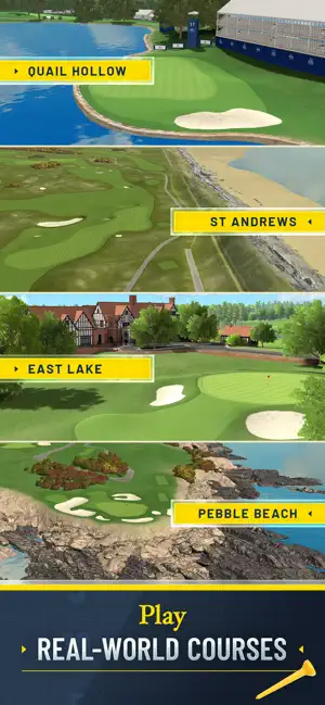 Four licensed courses shown as strips with their names