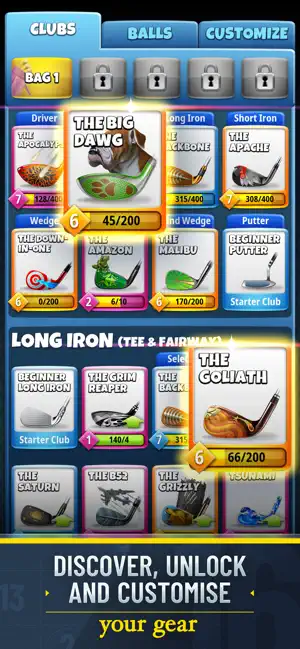 Club collection grid with statistics and upgrade progress