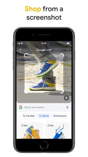 Lens identifying trainers in a screenshot with prices from shops