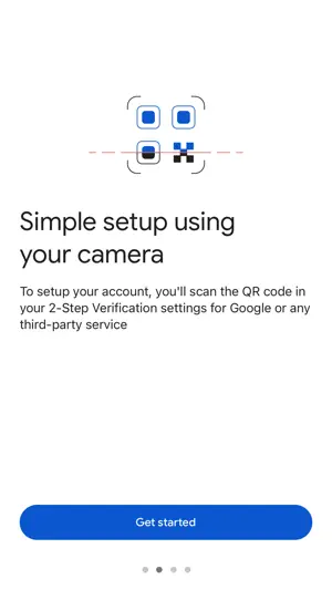 Setup screen with a QR code illustration explaining that you scan the code shown in 2-Step Verification settings