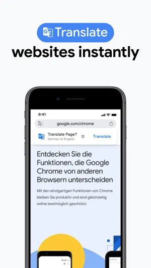 Translation bar offering to convert a German page into English