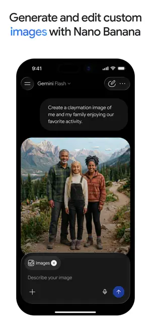 Generate and edit custom images with Nano Banana: a family photo created in a Gemini chat