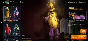 The character shop with a banana-costume outfit and a discount tag