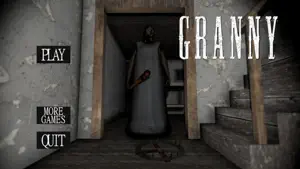 Title screen with a figure standing in a dim hallway