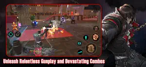 Grave under fire in a red-lit hall — Unleash Relentless Gunplay and Devastating Combos