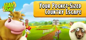 Title art with a cow and chicken above a farm landscape