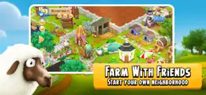 Neighbourhood screen showing a shared farm and group members