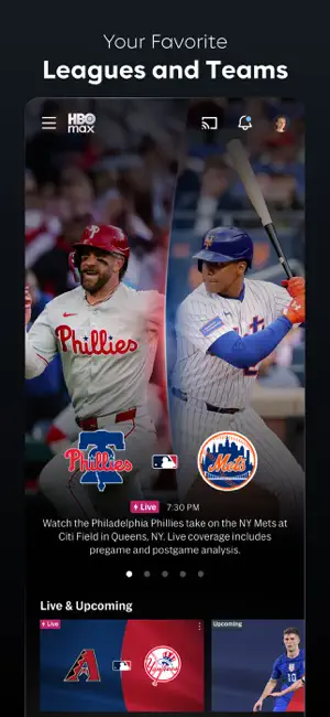 Live baseball fixture with start time and upcoming games