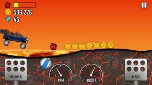 Monster truck driving across a lava landscape