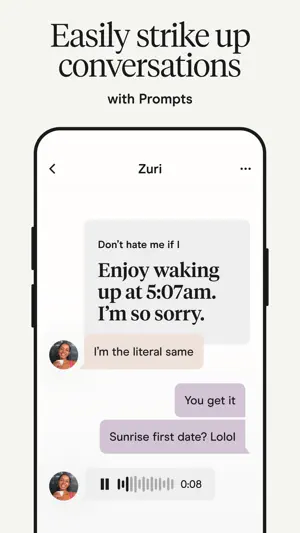 Chat with Zuri that starts from the prompt "Don't hate me if I" and ends with an 8-second voice note