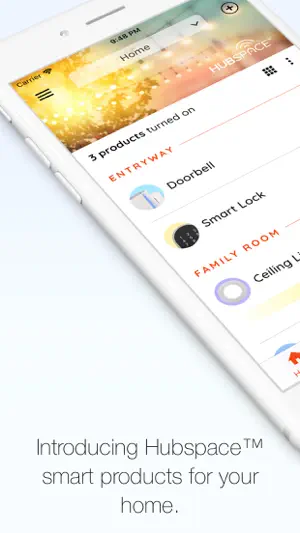 Home screen listing devices by room, with a doorbell and smart lock