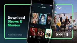 Downloads screen listing stored shows and films