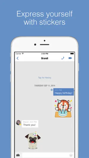 Chat exchanging animated stickers between two people