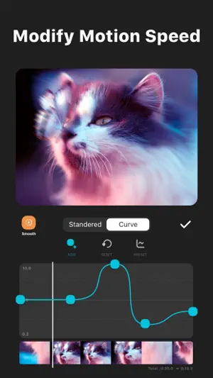 Modify Motion Speed — a cat in pink light above a speed curve graph with control points