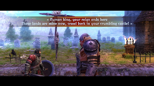 A dialogue box in a graveyard: Human king, your reign ends here