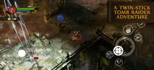 Lara firing dual pistols at scarabs in a torch-lit tomb — A Twin-Stick Tomb Raider Adventure