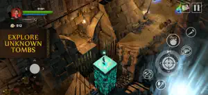 An isometric view of a tomb with a green-lit obelisk — Explore Unknown Tombs