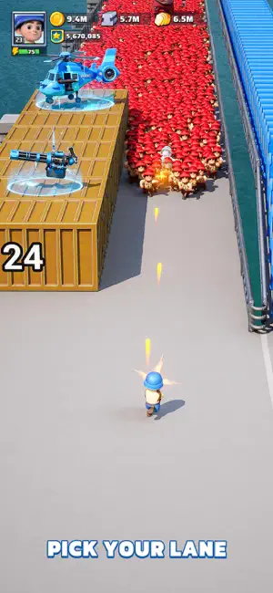 Squad running a lane with a soldier counter and turret pickups
