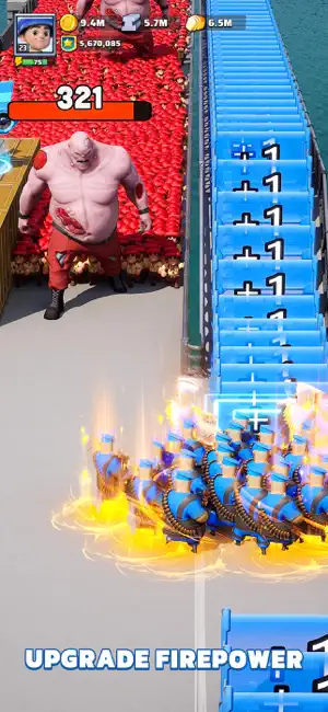 Boss with a health bar of 321 charging down the corridor