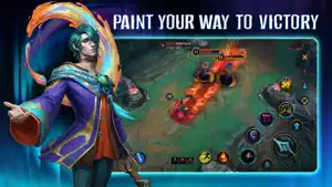 Paint Your Way to Victory: a champion with a giant brush beside a team fight on the map