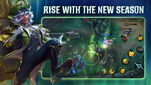 Rise with the New Season: a champion in a coat beside a lane battle with skill buttons