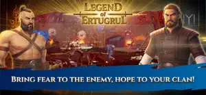 Ertuğrul and a bare-chested alp warrior beside a camp — Bring fear to the enemy, hope to your clan