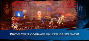 Night battle in a burning camp with banners and torches — Prove your courage on Ertuğrul's path