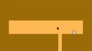 Minimal brown level with one ledge, the figure and the exit door