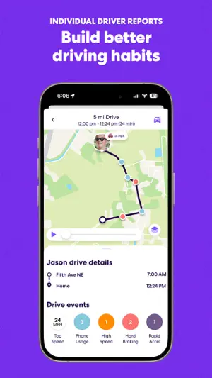 Individual drive report mapping the route and its events